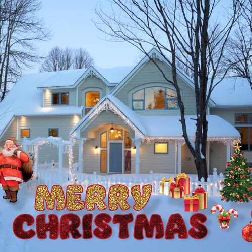 Merry Christmas Yard Signs, Santa, Snowman and Christmas Tree Sign, Outdoor Lawn Decorations, shops Christmas Lawn Ornaments, Christmas Yard Decor