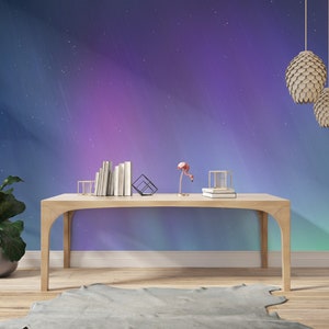 Northern Lights Wallpaper, Removable Wallpaper, Peel and Stick Wallpaper, Wall Mural, Wallpaper Mural, Aurora Borealis Background Wallpaper
