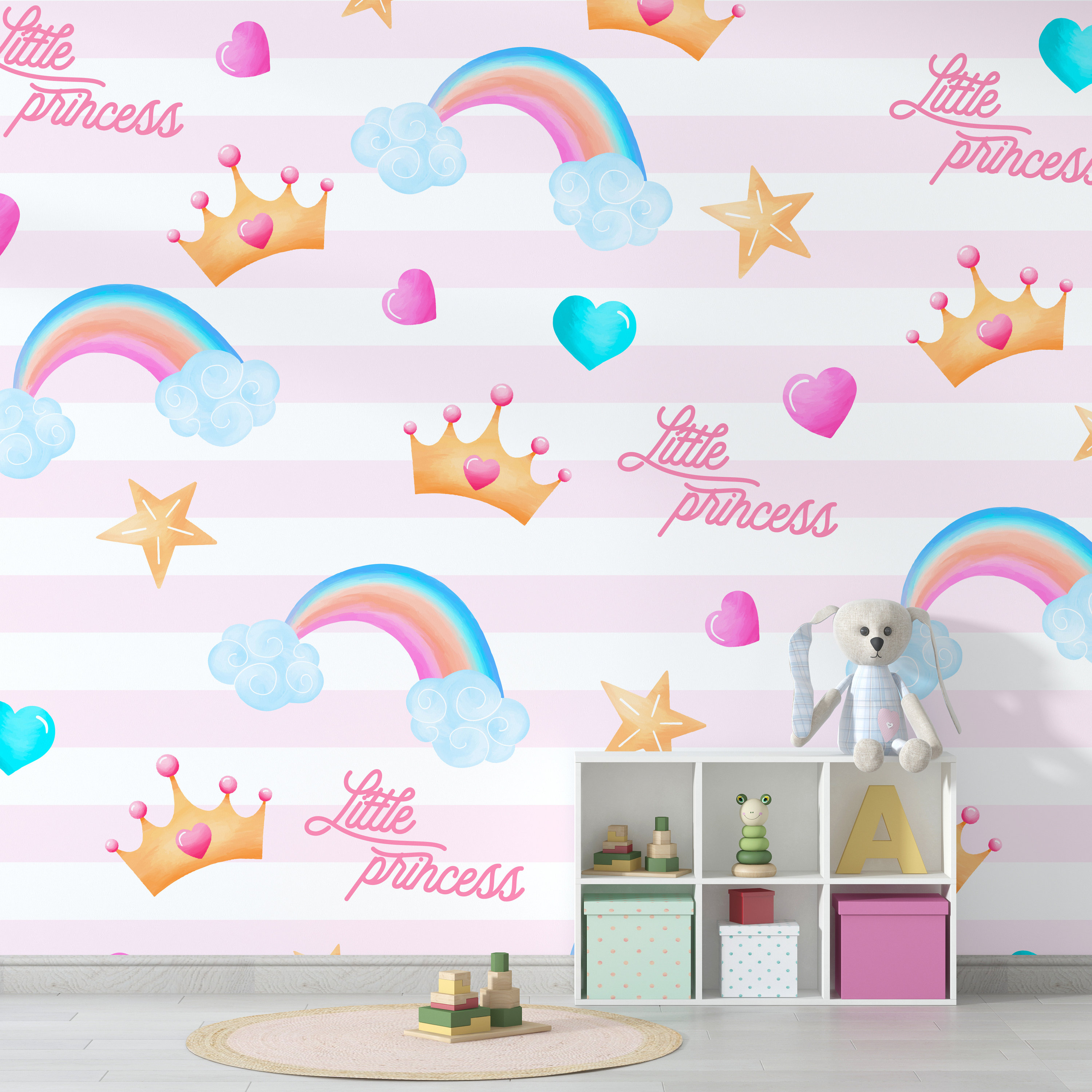 Small Princess Pattern Little Princess Pattern Wallpaper for Girl Room, Self Adhesive or ...