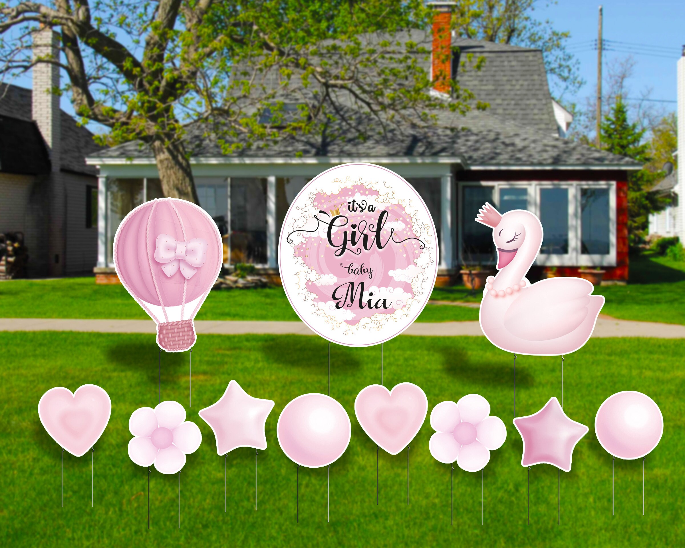 Personalized It is a Girl Yard Sign Baby Shower Yard Cards Etsy