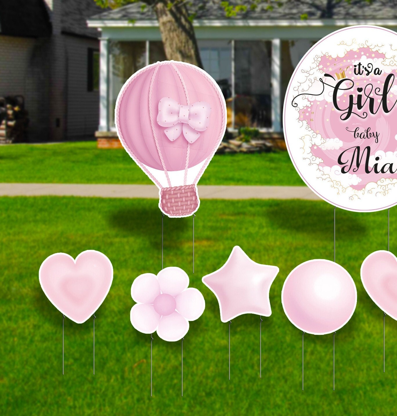 Personalized It is a Girl Yard Sign Baby Shower Yard Cards Etsy