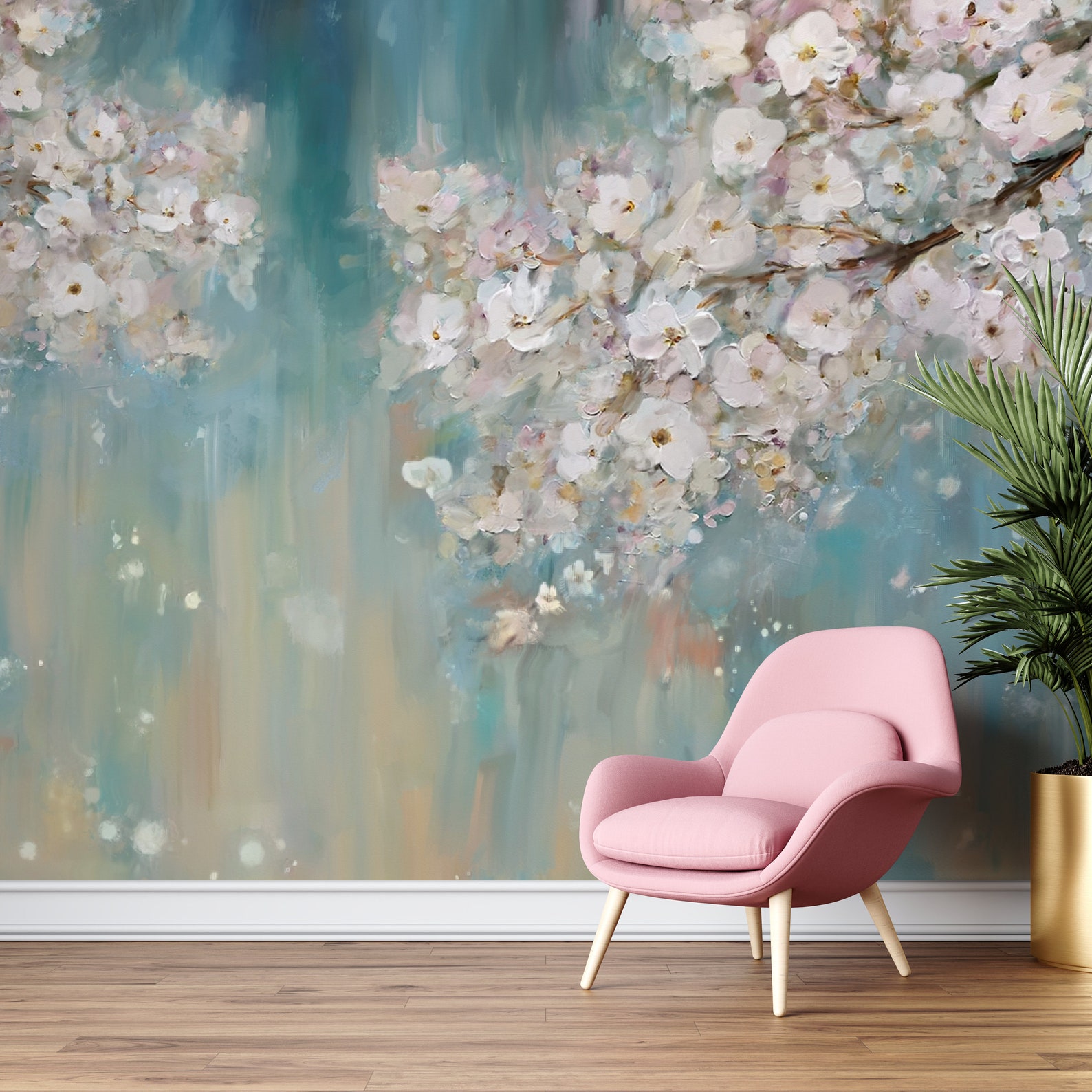 Cherry Blossom Peel and Stick Wallpaper Removable Wallpaper Etsy