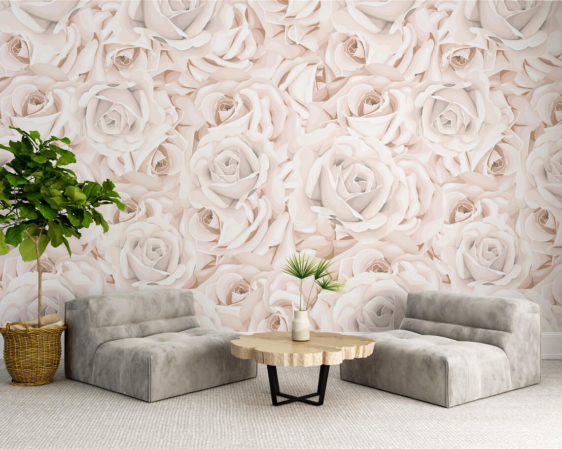 Vintage White Rose Wallpaper - Romantic Floral Wall Art for Elegant ...