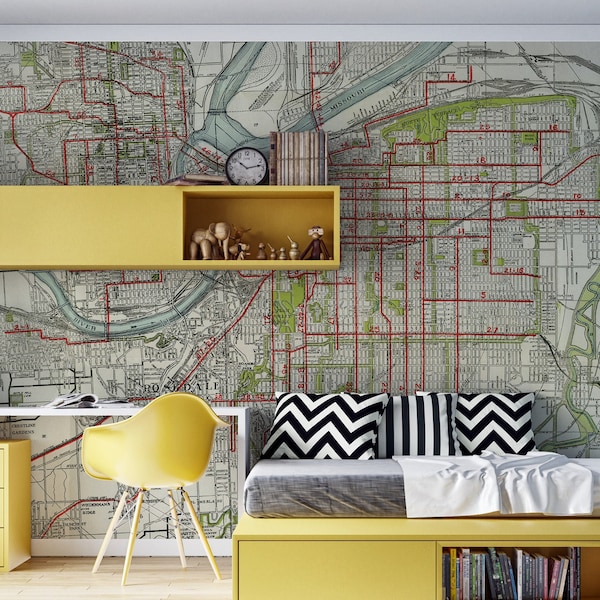 Custom Size Aesthetic Vintage Map Wallpaper, Peel and Stick Self Adhesive or Pasted, Temporary and Removable Mural, Antiuqe Map Mural