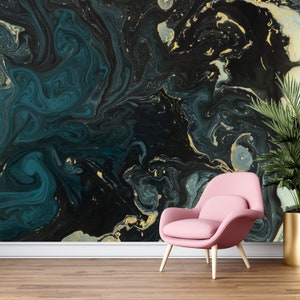 Abstract Black and Gold Wallpaper, Removable Wallpaper, Wall Mural, Wallpaper Mural, Abstract Wallpaper, Dark Wallpaper, Gold Wallpaper
