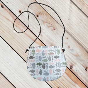 leather strap pouch purse - Leaves - Gifts for girls, Gifts for toddlers, Kids Crossbody, Kids Purse, Toddler Purse, Toddler Bag