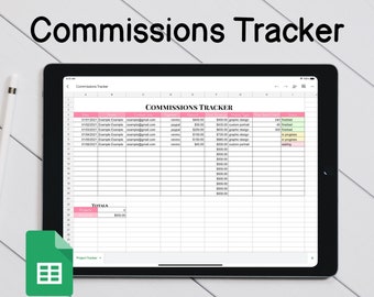 Comisiones independientes Rastreador de proyectos Google Sheets Hoja de cálculo digital