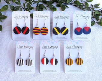 MADE TO ORDER Footy Dangle Earrings | Aussie Rules Football | Sport Team Colours | Themed Accessories | Handmade in Melbourne | Just Hanging