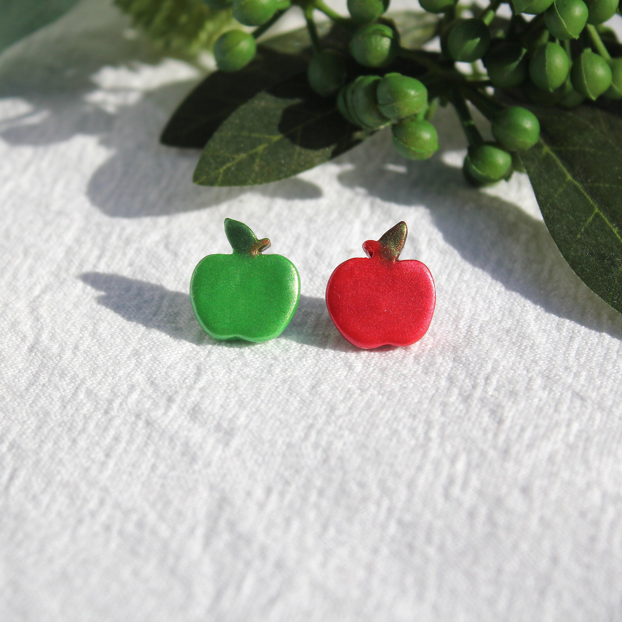 MADE TO ORDER Apple Stud Earrings Handmade Polymer Clay Etsy