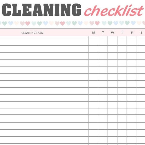 Cleaning Checklist Printable Digital Etsy