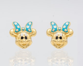 Pendientes mini ratón de oro macizo de 14 k