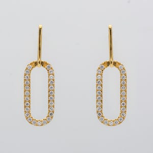 14k solid Gold Paper Clip Drop earring
