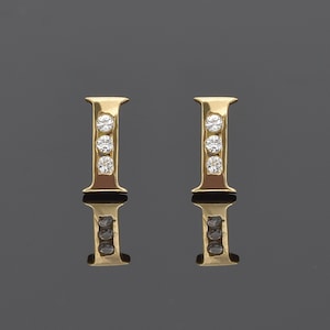 Aretes con inicial I de 14 quilates • PAR, Aretes con letras • Aretes con alfabeto • Oro amarillo macizo de 14 quilates con circonitas cúbicas • PAR