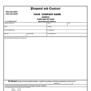 Contract template / Editable Proposal & Contract Form / Business form template / Contract Digital Download / Printable Contract form/Excel