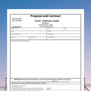 Contract template / Printable Proposal & Contract Form / Business form template / Contract Digital Download / Printable Contract form/Excel