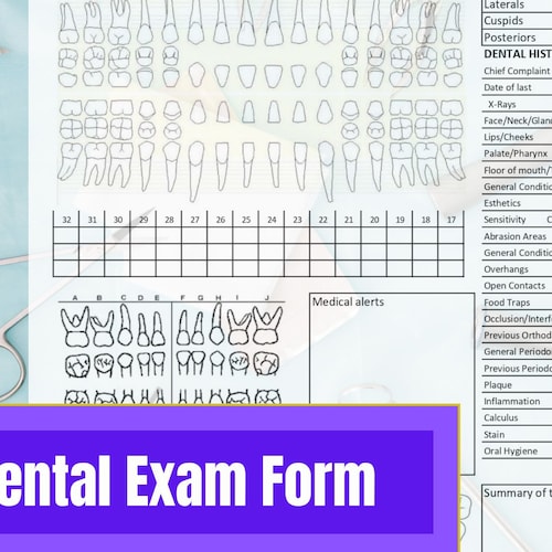 Dental Exam Form Template / Dental Record / Editable / Instant Etsy