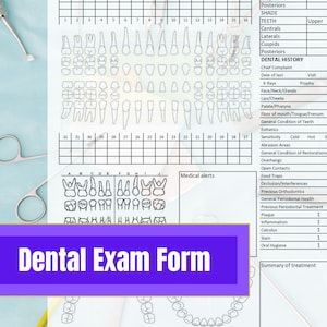 Modello di modulo per esame dentale/Cartella dentale/Modificabile/Download digitale istantaneo/Pronto per l'uso/Excel e PDF/Cartella dentale/modulo ufficio