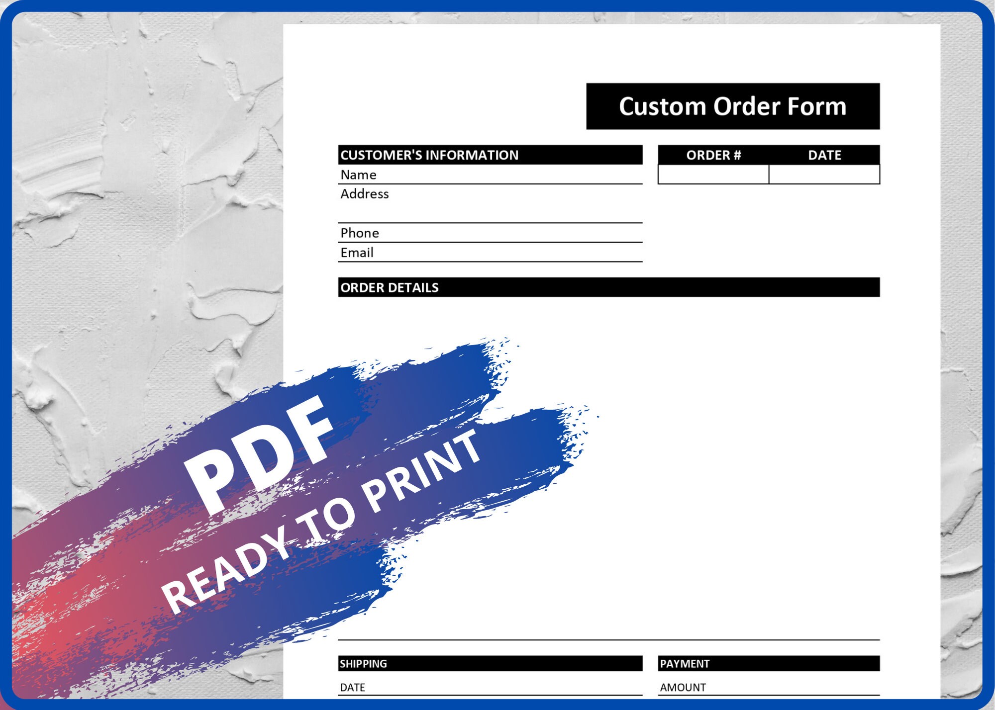 Printable Custom Order Form Template in Excel / Business form | Etsy