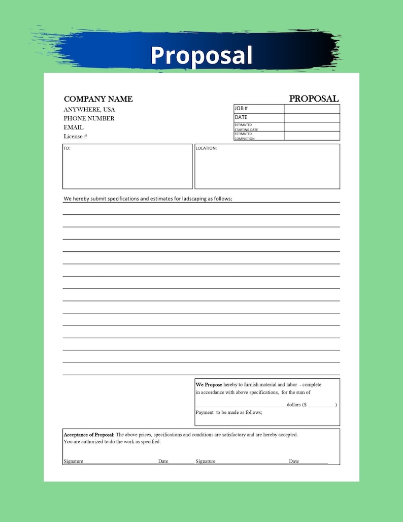 invoice for landscaping template printable invoice etsy