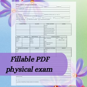 Physical Exam Form Fillable PDF / Annual Physical Examination / Printable Instant Download / Medical Doctor&#39;s Office / PDF / New Client Form