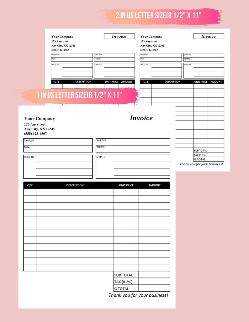 Modèle de facture / Facture imprimable / Modèle de formulaire  Etsy France