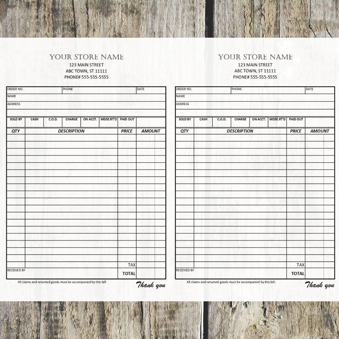 Simple Order Form for Store Front / Editable Printable Invoice ...