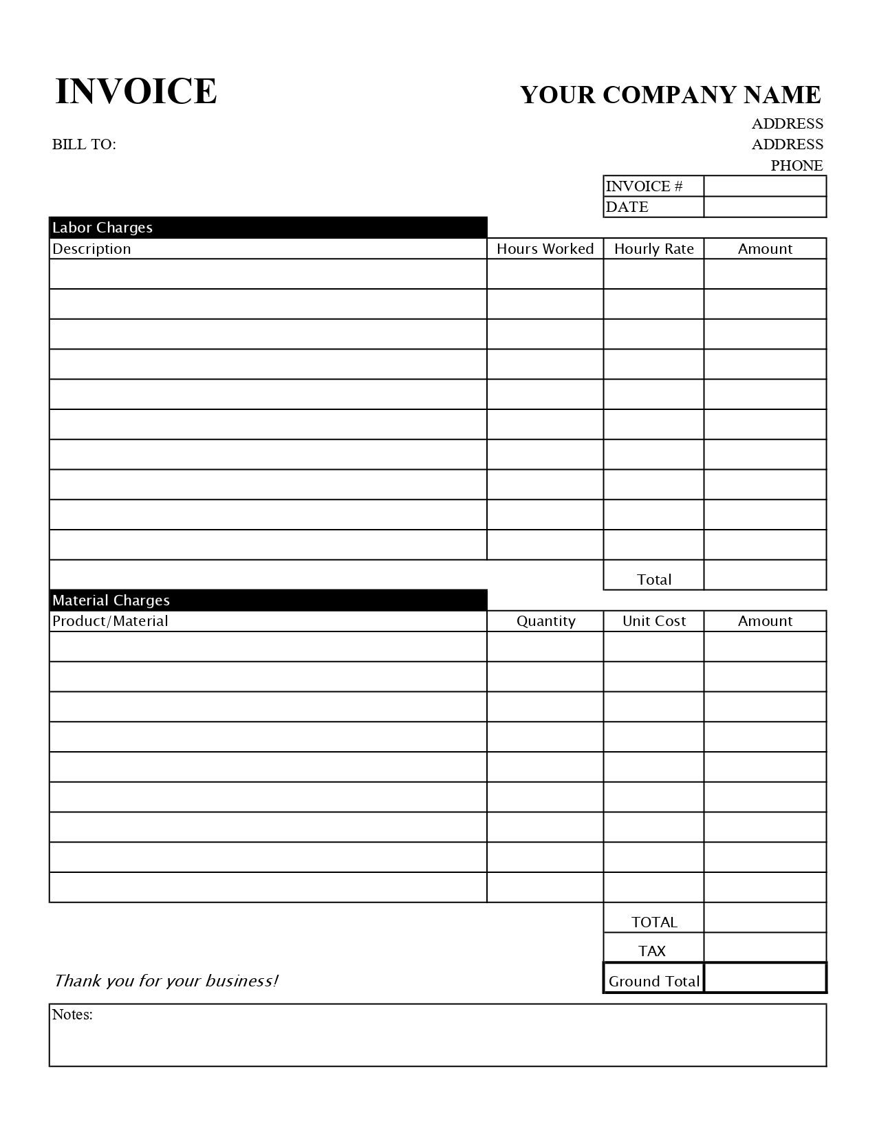 Invoice Template \/ Printable Invoice \/ Business Form Template - Etsy