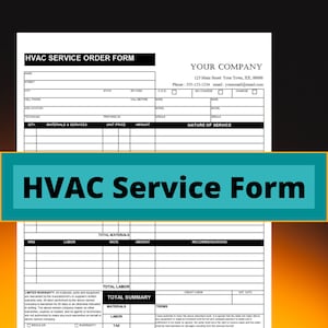 HVAC Service Order Form template / Business form template / Digital Download / Editable / Printable /  Excel / HVAC Service Invoice
