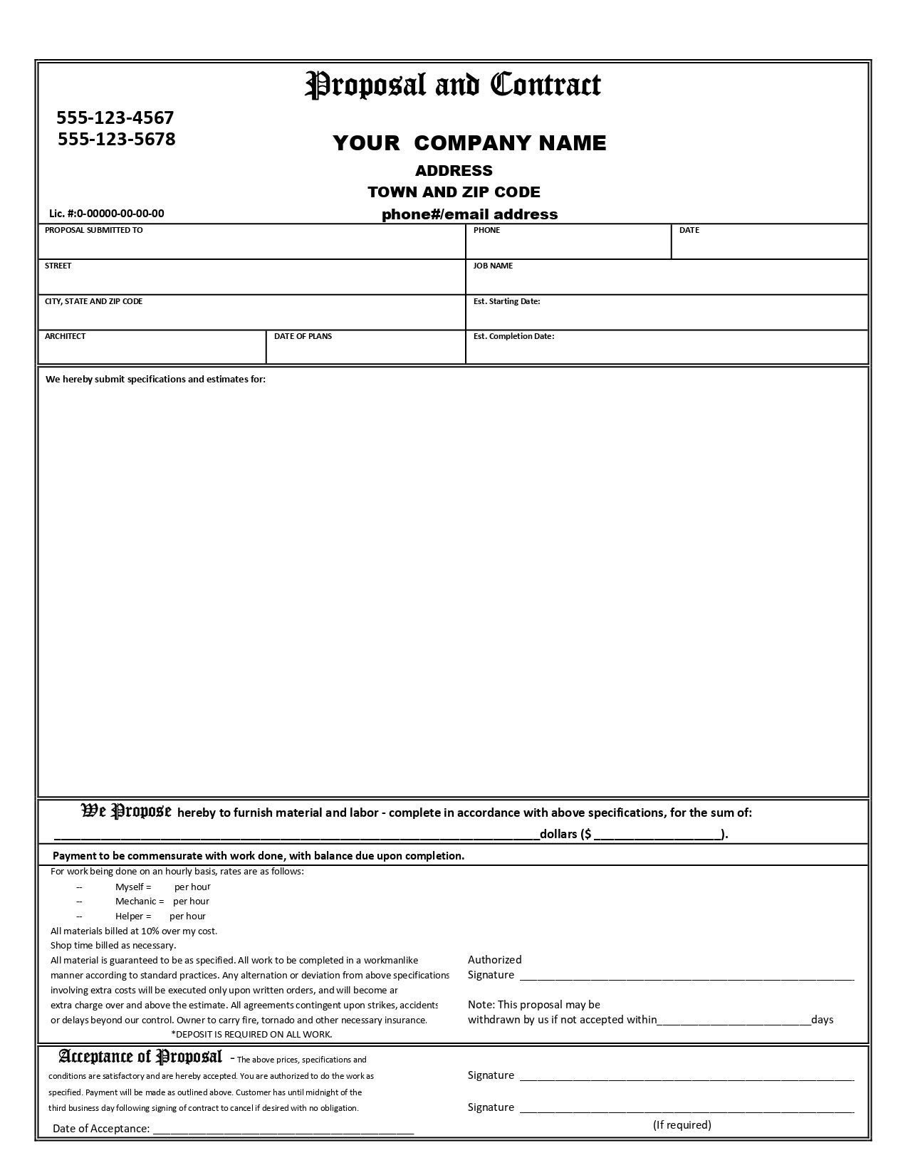 Printable Blank Contract Template Printable Online Printable Blank Contract Template Printable Online