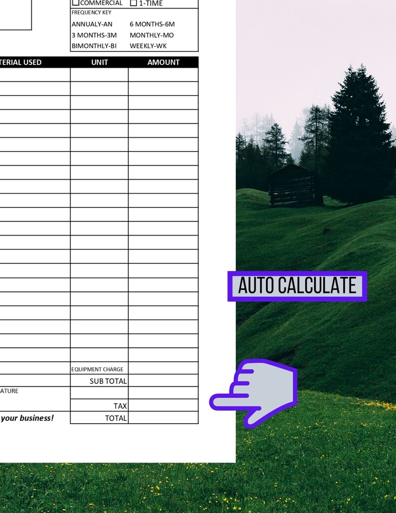 invoice for landscaping template printable invoice etsy