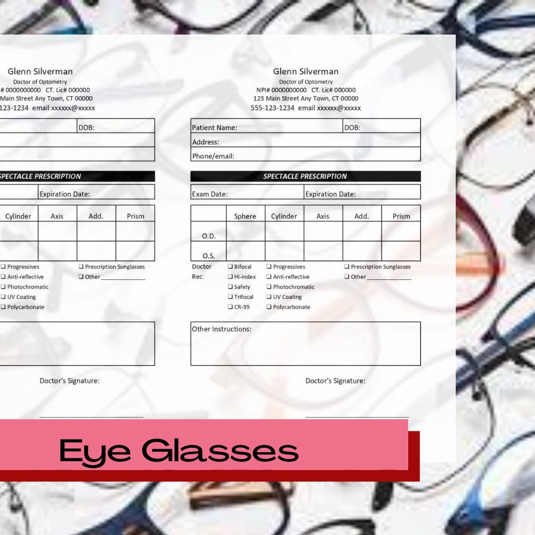Editable Prescription Set for Optometry / Contact Lens & Spectacle Editable Prescription Set for Optometry / Contact Lens & Spectacle