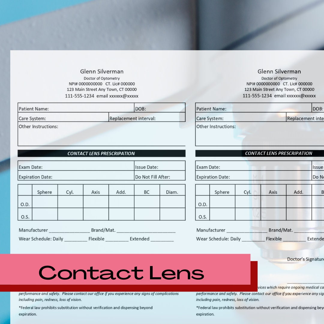 Prescription de lentilles hot sale