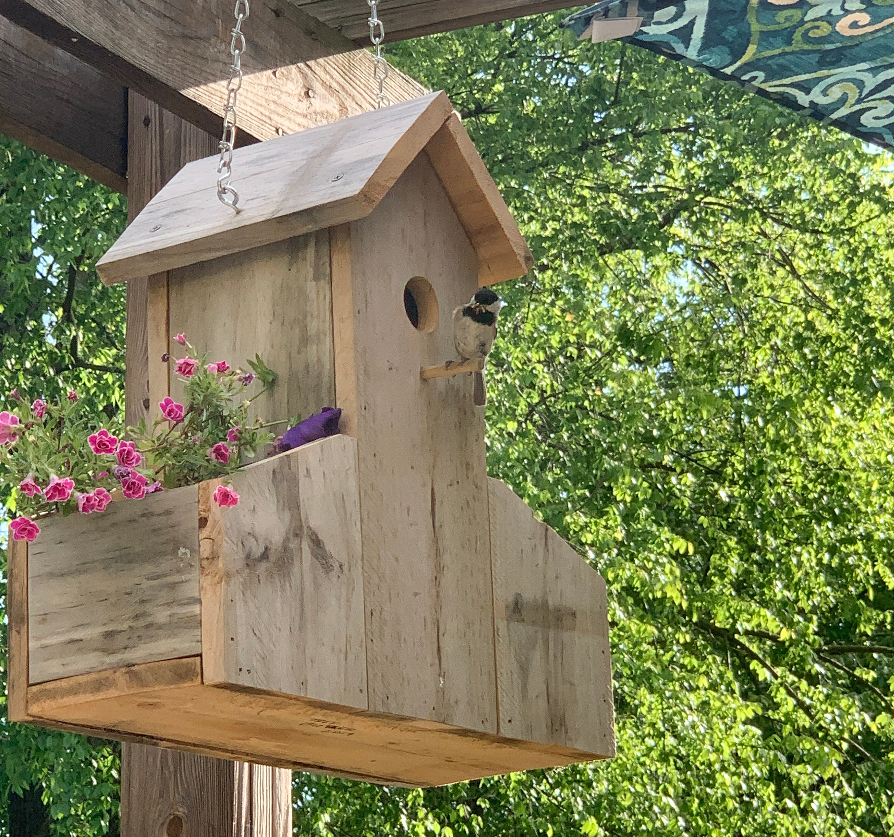 Wooden Bird House Planter Handmade Garden Decor Garden Etsy