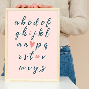 Alphabet "I love you" // Valentinstag // Poster Karte Bild // Zum Ausdrucken // Geschenk // Lettering // Digitaler Download // max. A4