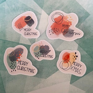 Merry Christmas Sticker - Abstrakt - Mixed Media Stil - Weihnachten