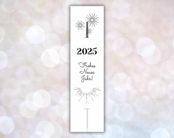 Printable sparkler holder "Happy New Year 2025" // Rocket // Fireworks // Lineart // Souvenir // 2 sizes // Digital