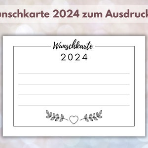 Carte de vœux 2024 // Coeur // 2 formats (A6+A7) à télécharger // Résolutions // Décorations du réveillon // Party game // Souvenirs // DIY Réveillon du Nouvel An