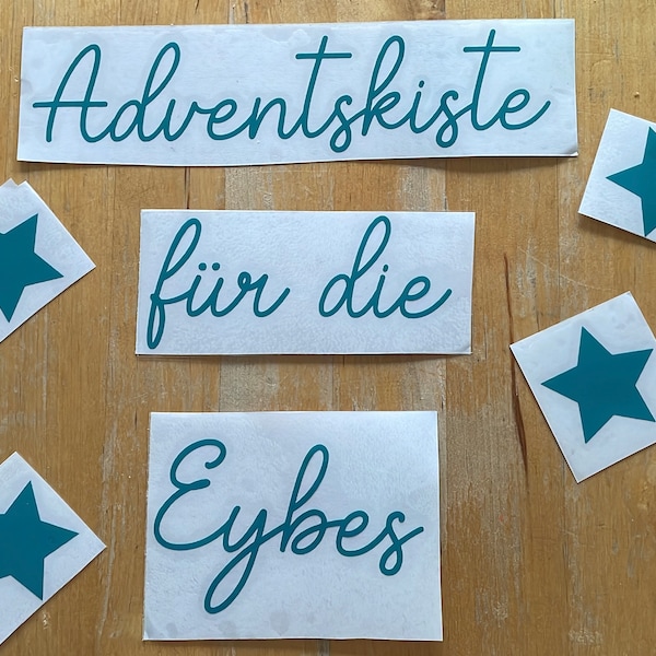 Personalisierte Beschriftung als Aufkleber für Adventskiste // Vinyl matt oder glänzend // verschiedene Farben