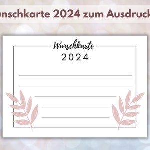 Carte de vœux 2024 // Feuilles // 2 formats (A6+A7) à télécharger // Résolutions // Décorations de réveillon // Party game // Souvenirs // DIY Réveillon