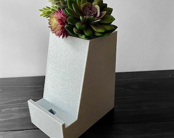 Modern Phone Stand  | 3d Printed | Marble Finish | Pencil Holder | Vase | Desk Organizer | Desk Accessory | Succulent Display | Phone Holder