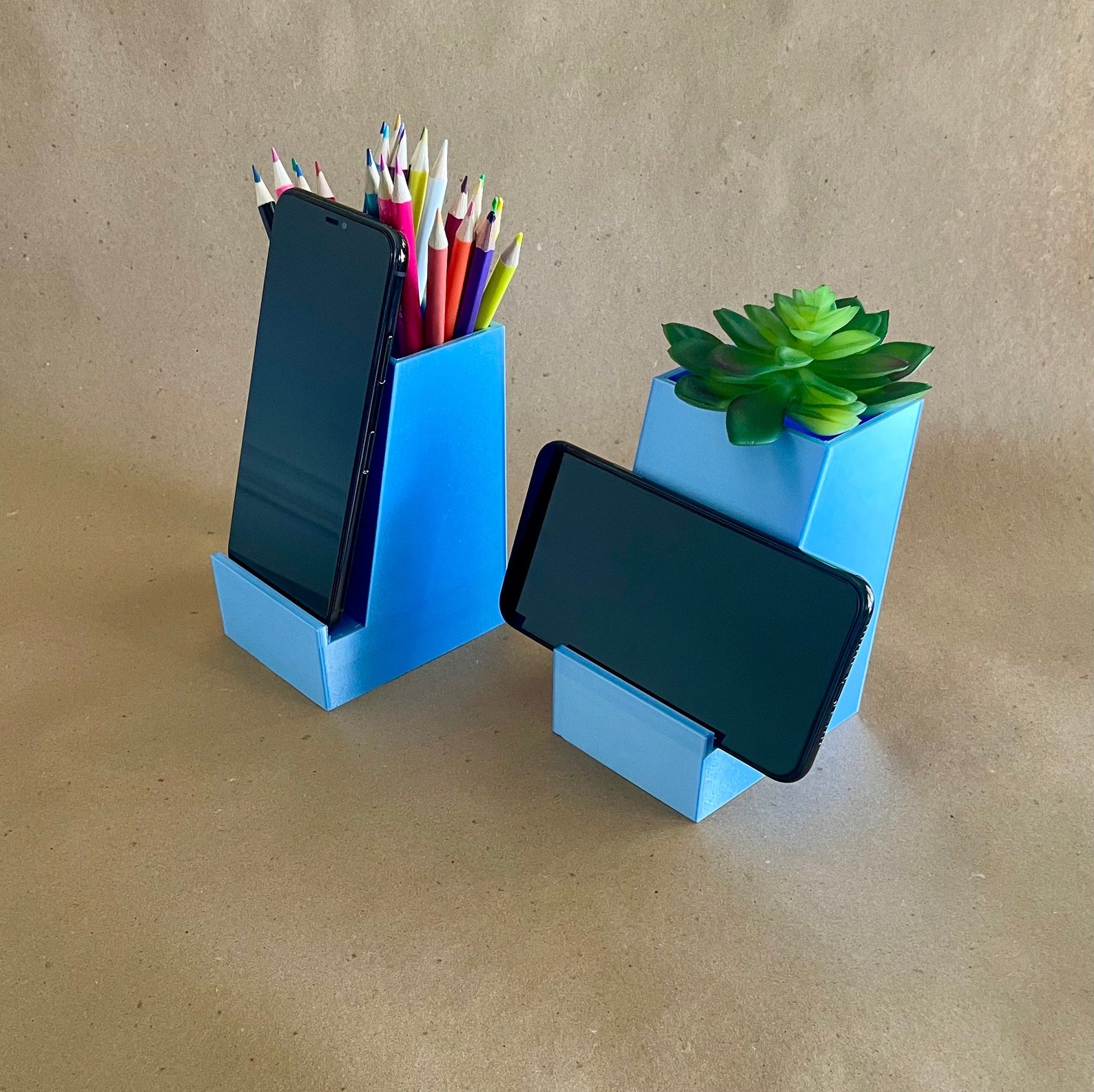Modern Phone Stand 3d Printed Copper Finish Desk Holder Etsy