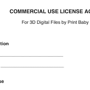 Commercial Use License | Print Baby Print 3D | License to Sell Physical 3D Printed Products from STL Files