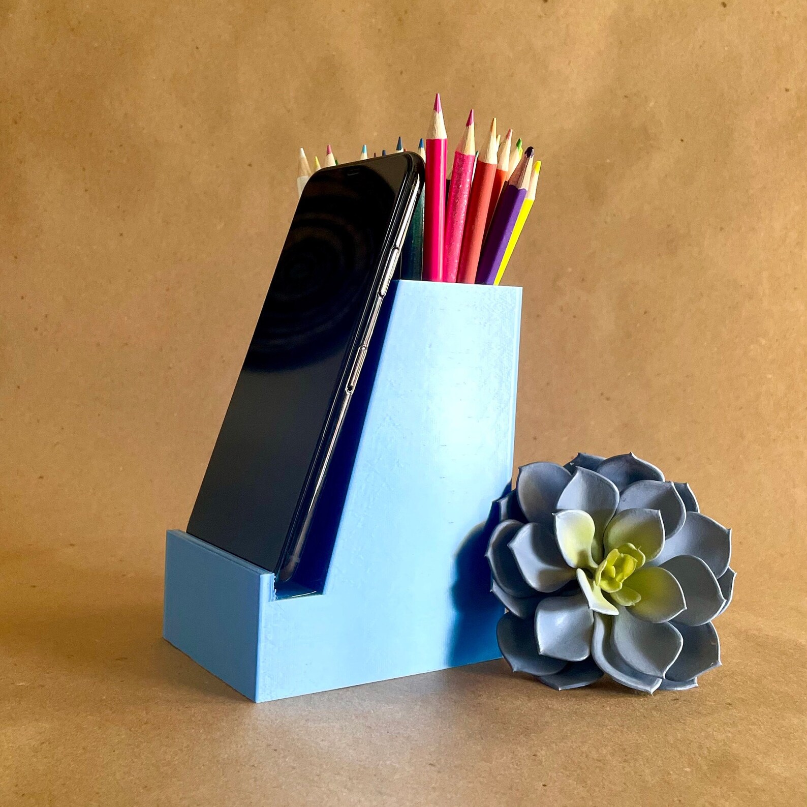 Modern Phone Stand 3d Printed Copper Finish Desk Holder Etsy