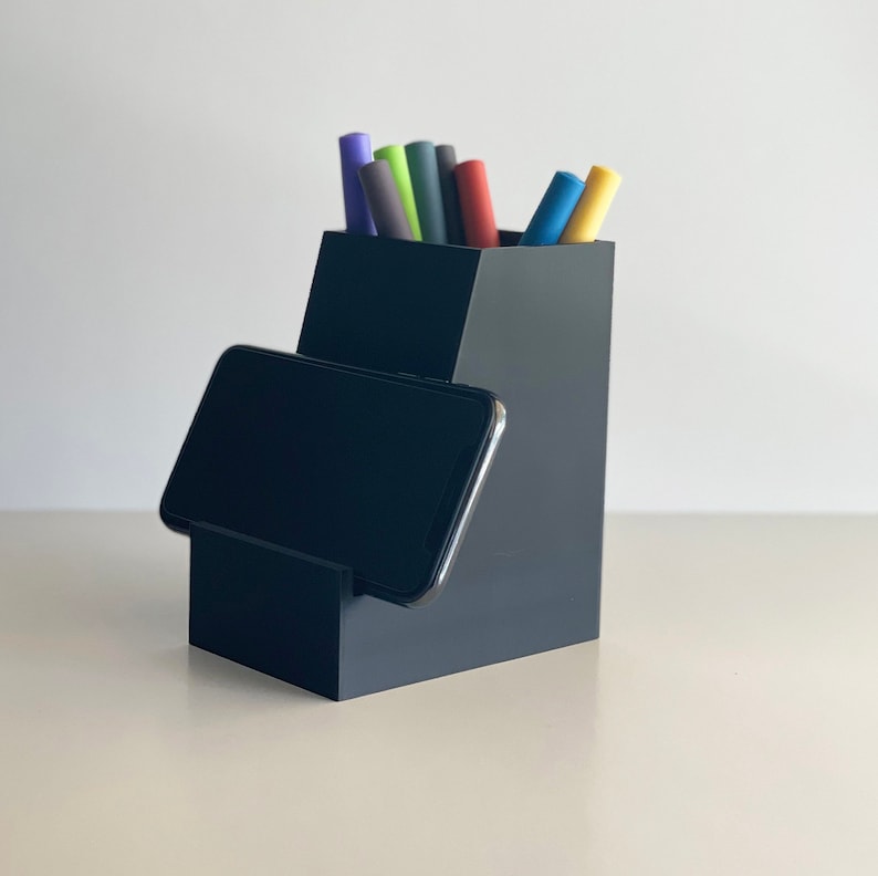 Modern Phone Stand 3d Printed Copper Finish Desk Holder Etsy