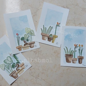 3D Watercolour Plant Theme Card (10cm x 15cm) by Alba BMol Art