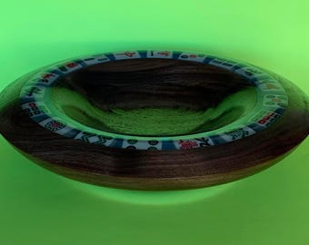 Walnut Mah-Jongg companion bowl