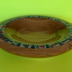 Cherry wood Mah-Jongg companion bowl