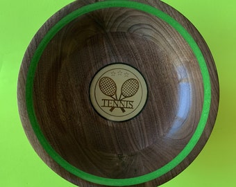 NEW! Walnut Tennis Bowl - ideal gift for any Tennis player