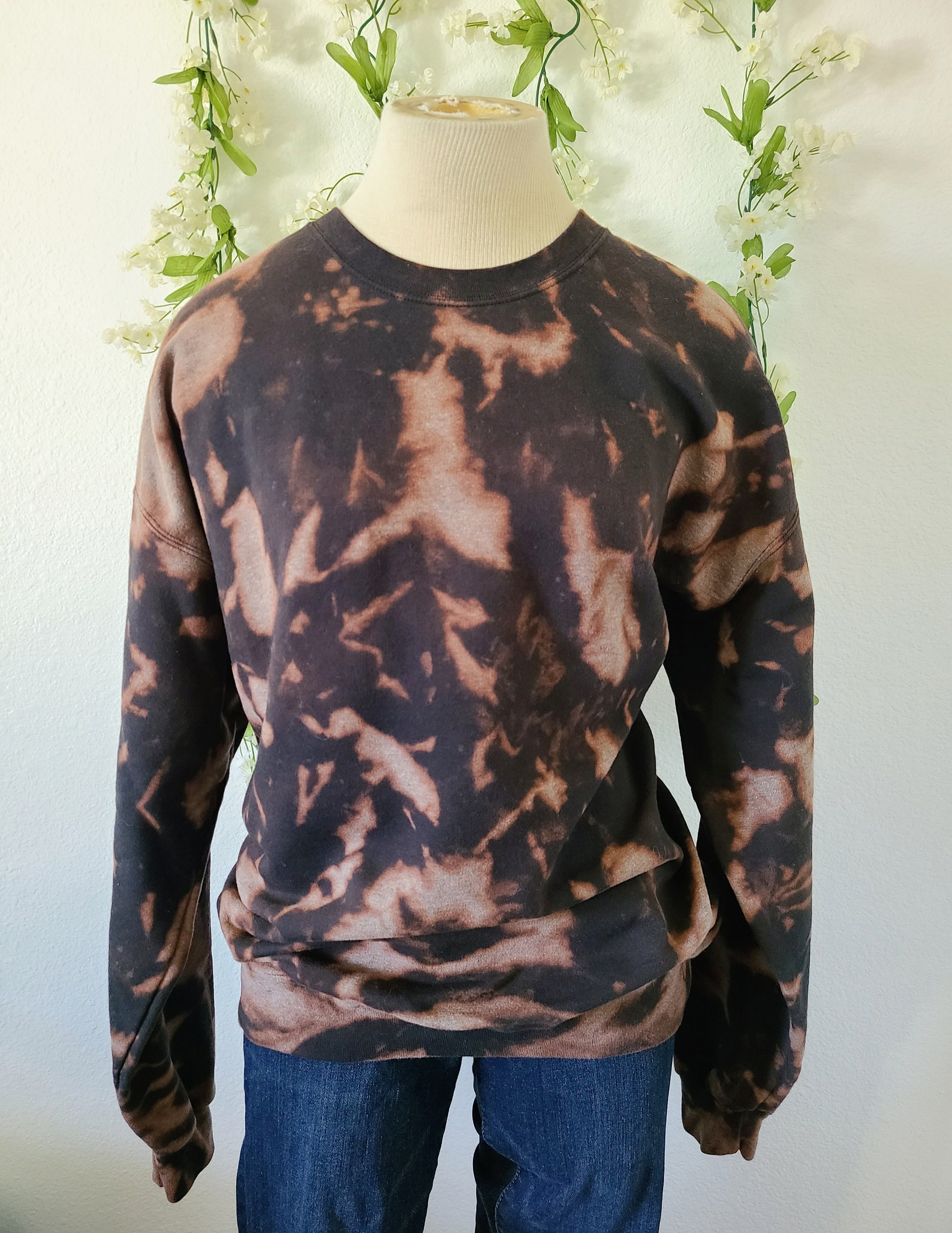 Black Bleach Dyed Sweater XLARGE Etsy