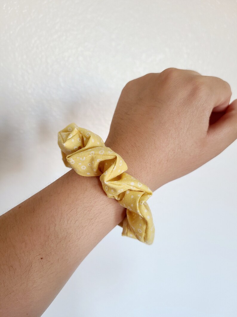Yellow Polka Dot Scrunchie